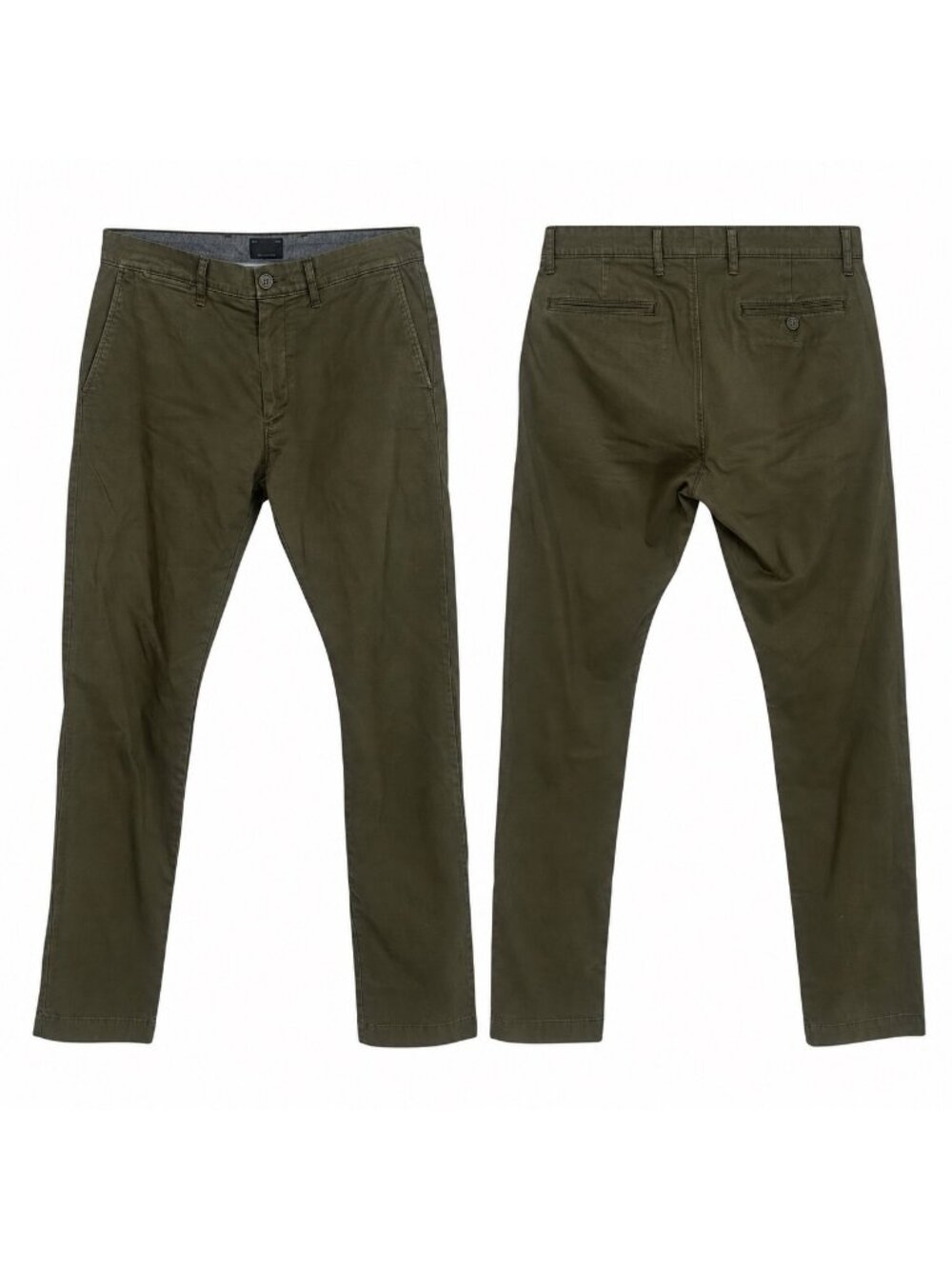 J.Crew Chino Pants Men's W30 L32 Olive Green Stretch Cotton Twill Flat Front